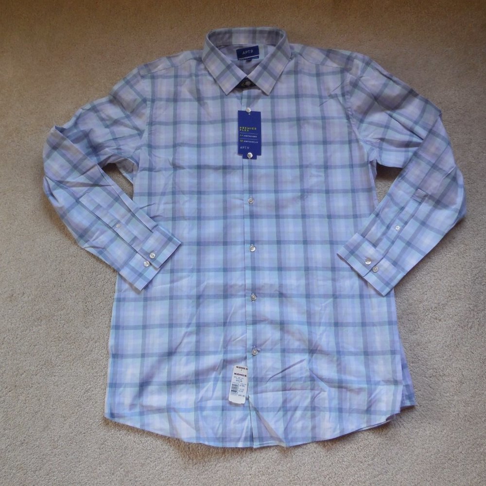 Men's Apt. 9 Premier Flex Slim Fit Dress Shirt X Large 17-17⅟₂ 36/37 Medium Purp